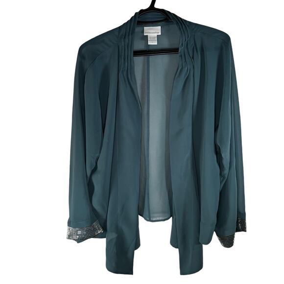 Soft Surroundings Kimono Jacket Size XL Women’s Aqua Sequins Open Front - Picture 1 of 8